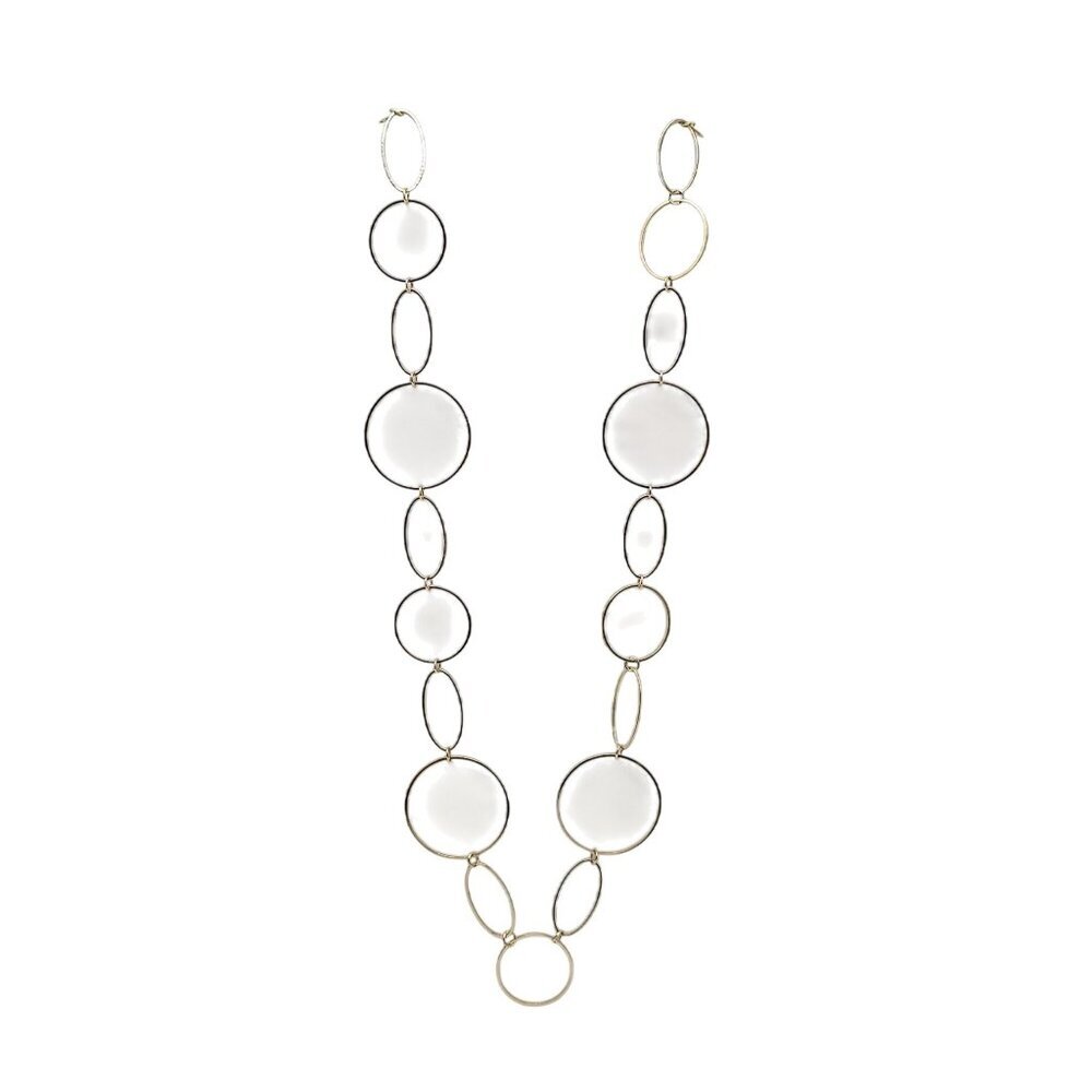 Gold Tone Oval Link Chain Necklace With Adjustable Lobster Clasp 36 Inches Long